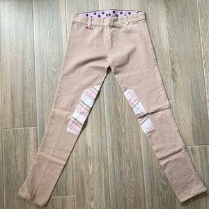 Claudia Anderson Tan Breeches w/ Plaid kneepatches